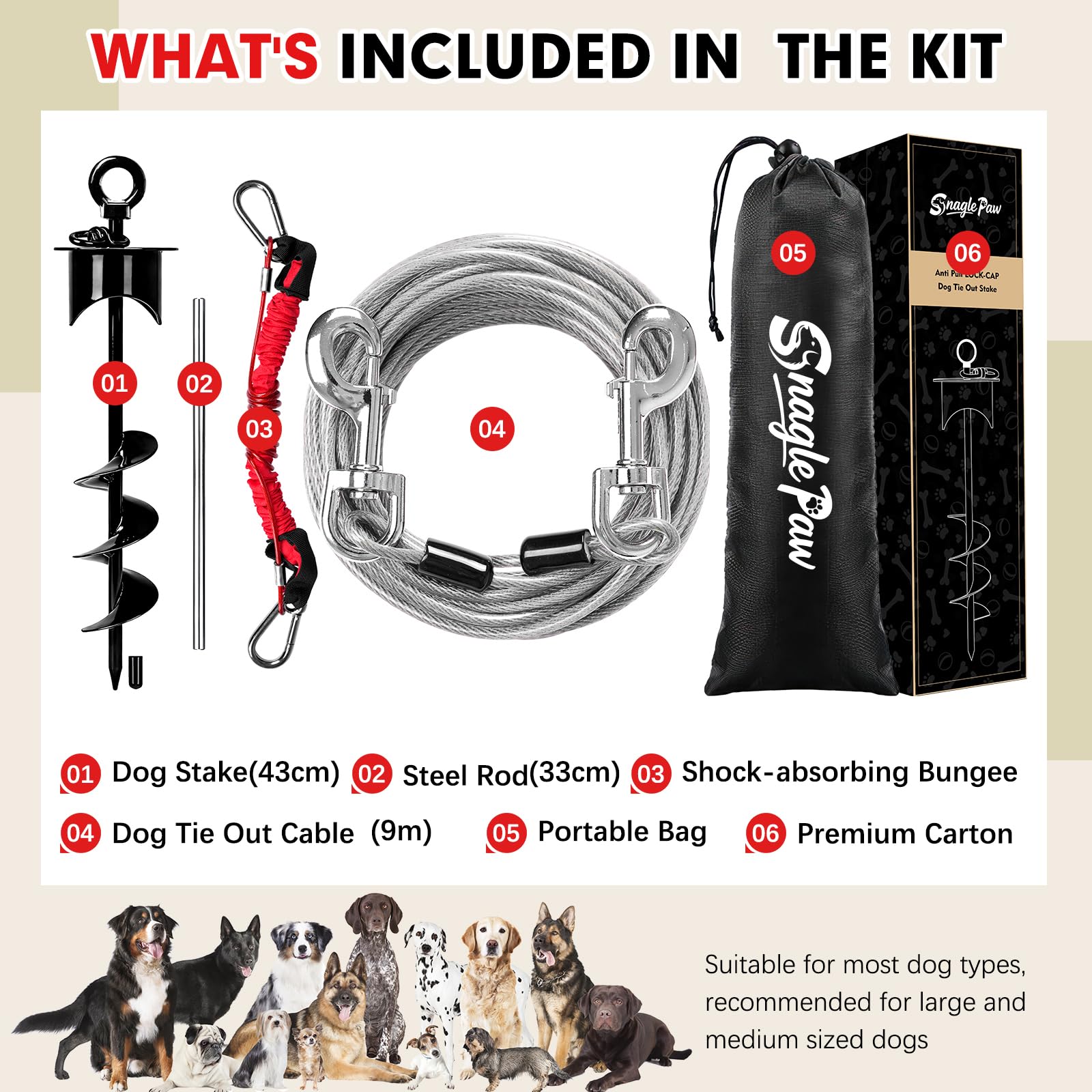 Snagle Paw Piquet pour chien pour le camping