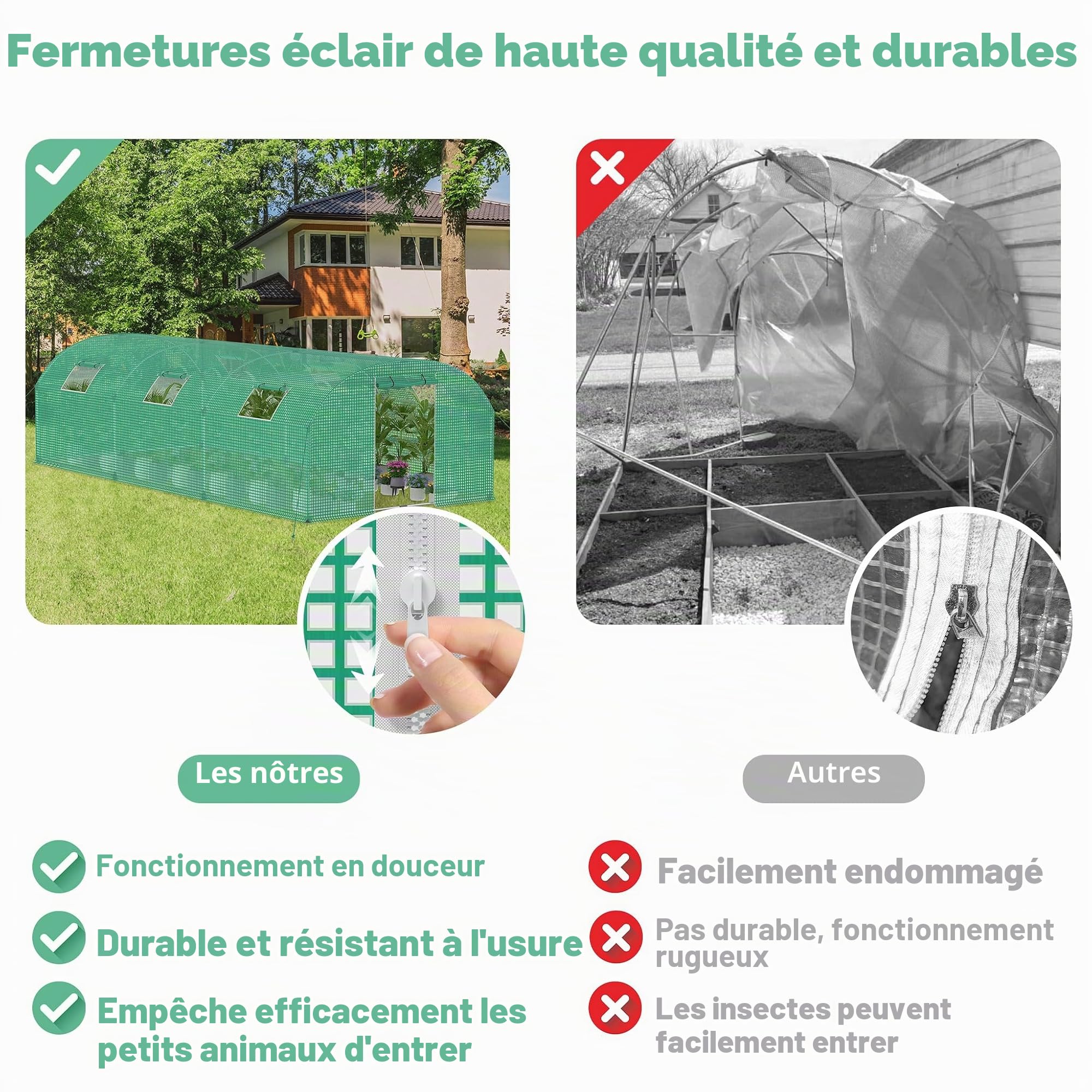 12 ㎡ - Serre de jardin en acier - 3 x 4 x 2 m - En film PEHD - Avec 4 grilles de protection contre les insectes - Pour fenêtre et porte - Serre de jardin - Tente d'hivernage pour plantes