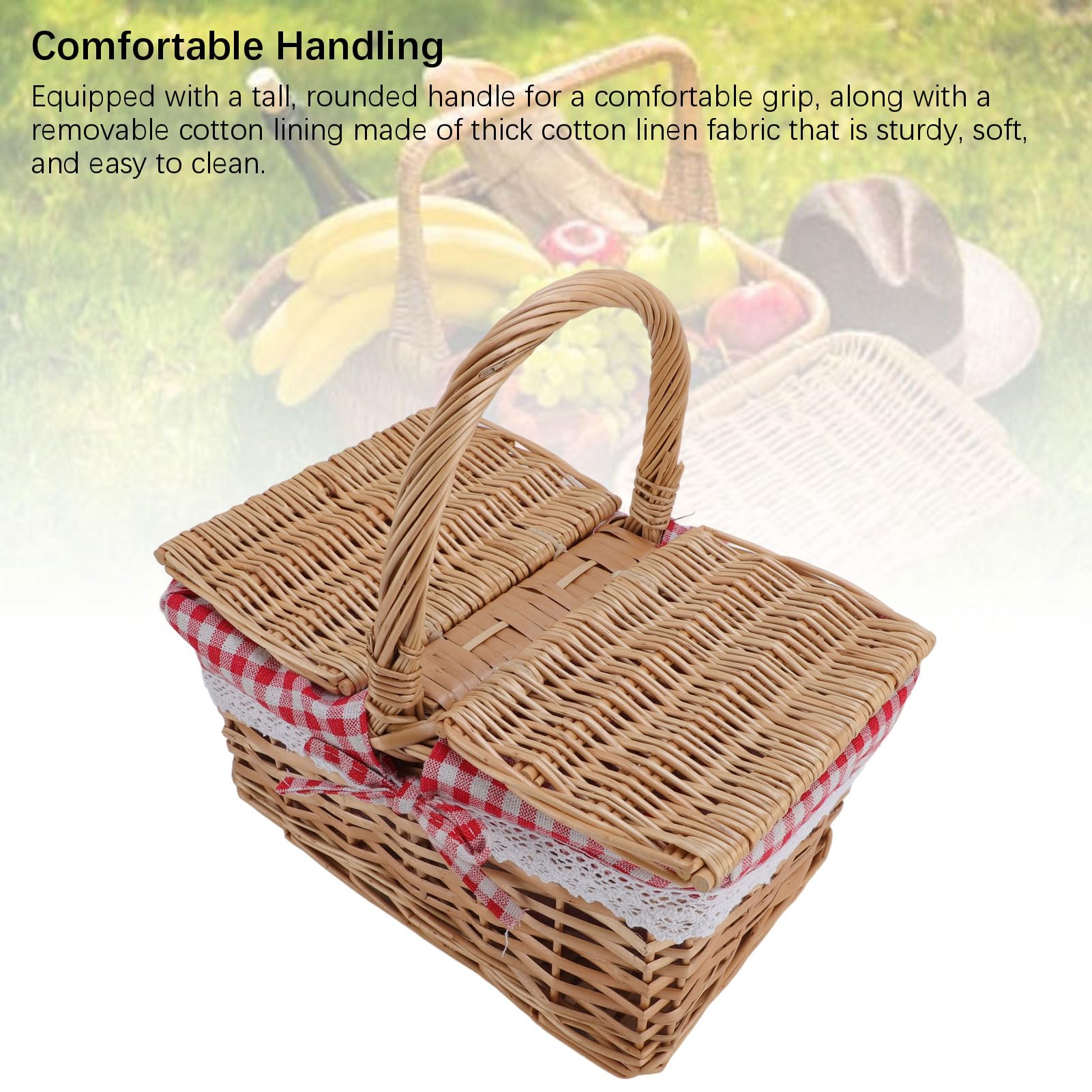 Sonew Cesto in Rattan da Picnic con Rivestimento Rimovibile in (Griglia