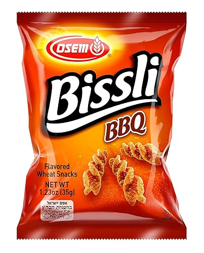 Osem Bissli - Bocadillo de trigo crujiente con sabor a barbacoa, sin colorantes ni conservantes alimentarios, bolsas de 1.23 onzas (paquete de 12)