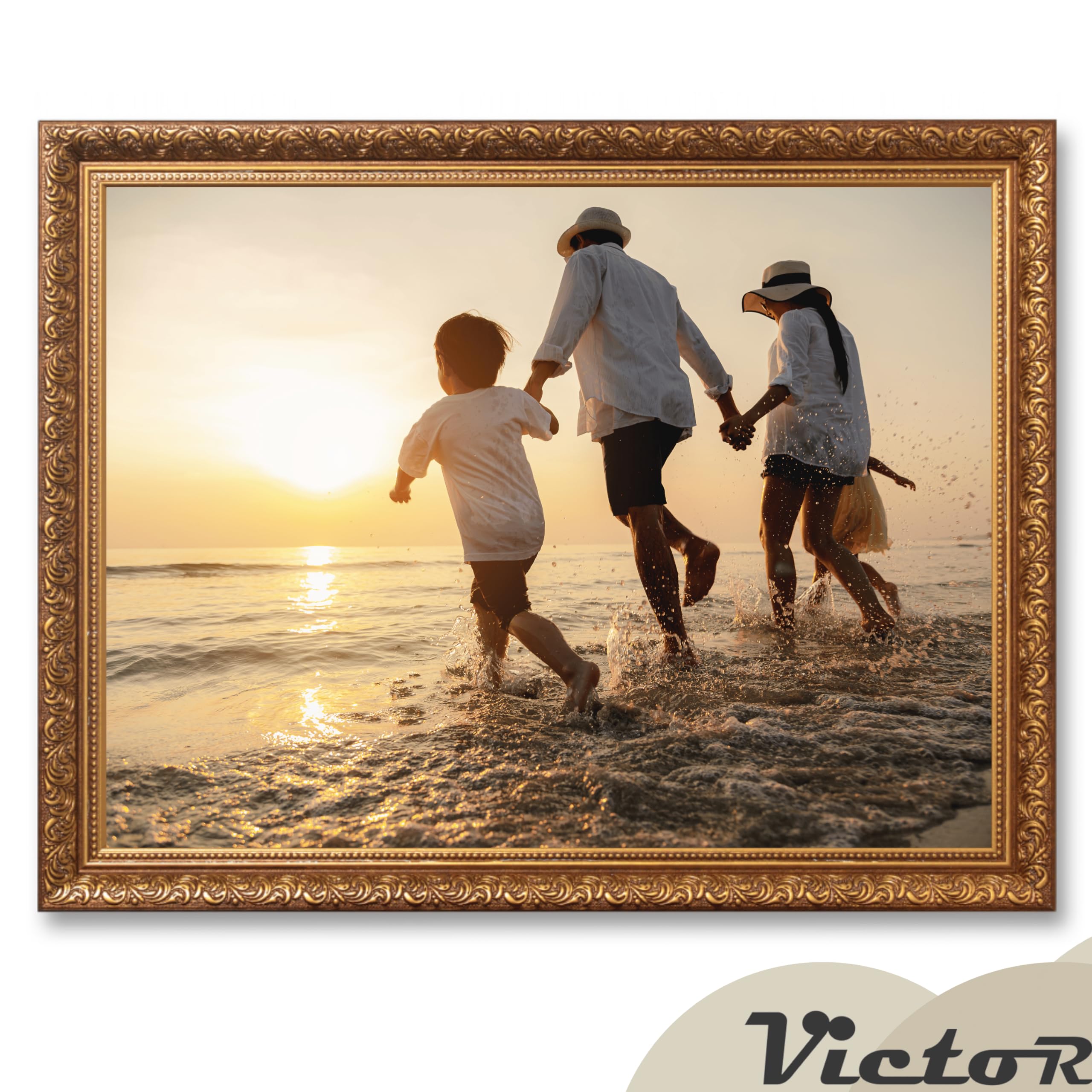 Victor cornice portafoto “Rubens” marrone oro 30x40 cm – profilo: 30 x 20 mm – stile barocco antico – vetro vero – decorazione per la casa