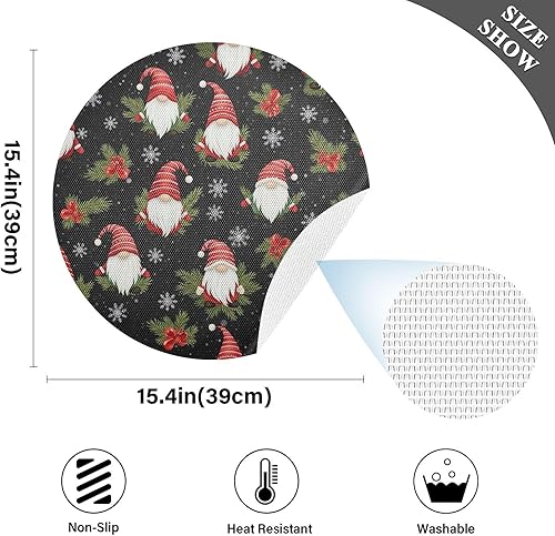 Miniatura 4 de Whimsical Christmas Dining Room Table Placemats, Heat Resistant Non Slip Placemats Round for Kitchen one sizex4