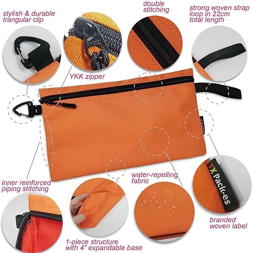 Miniatura 9 de Paquete de 5 bolsas de herramientas, almacenamiento y organización de utilidad. Bolsa de lona con cremallera de lona afilada