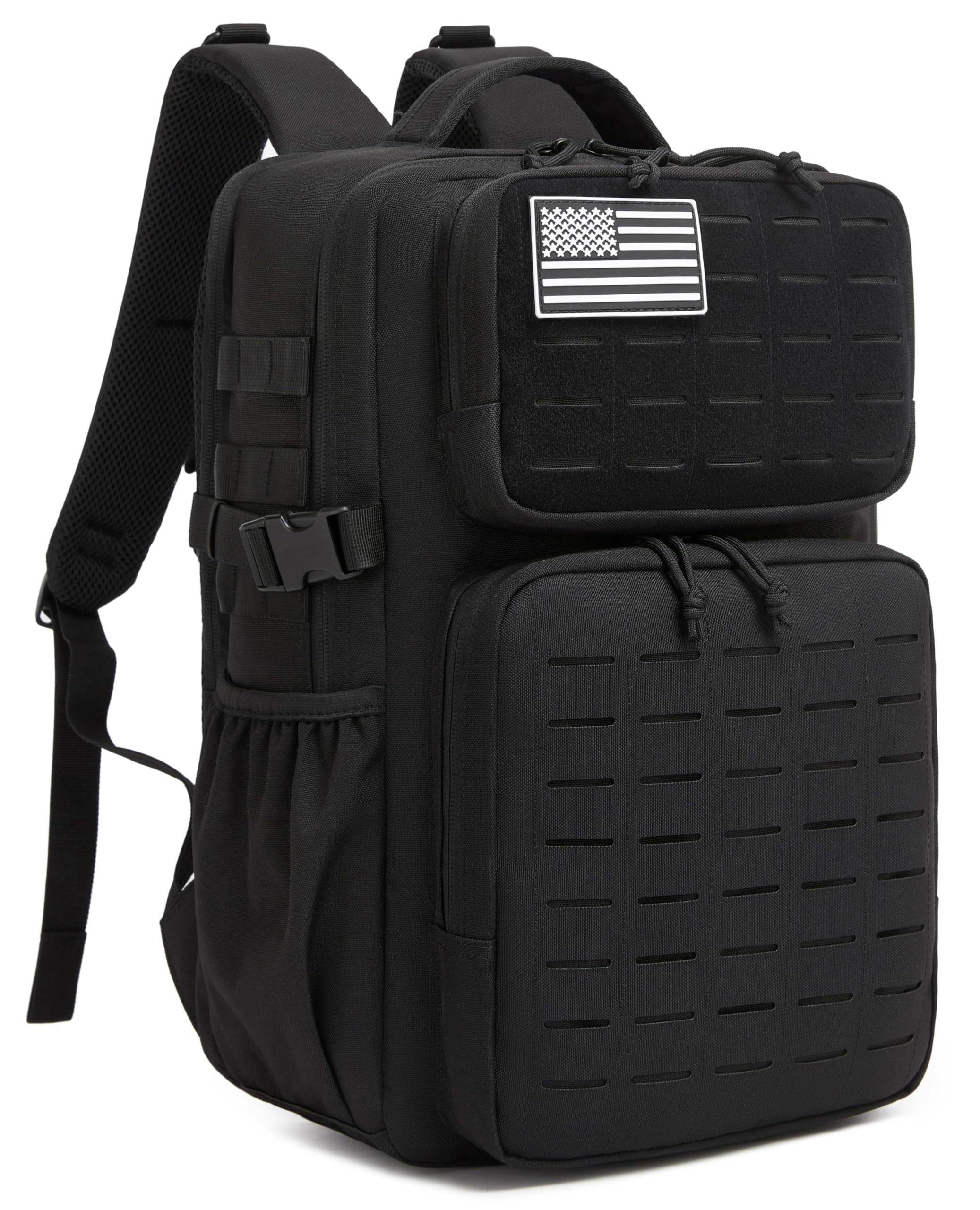 Wotony Military Tactical Backpack for Men Waterproof Daypack 3 Day Assault Pack Laser-Cut MOLLE Webbing Design with Water Bottle Holder Black Small Tactical Assault Bag Global Recycled Standard Global Recycled Standard Global Recycled Standard