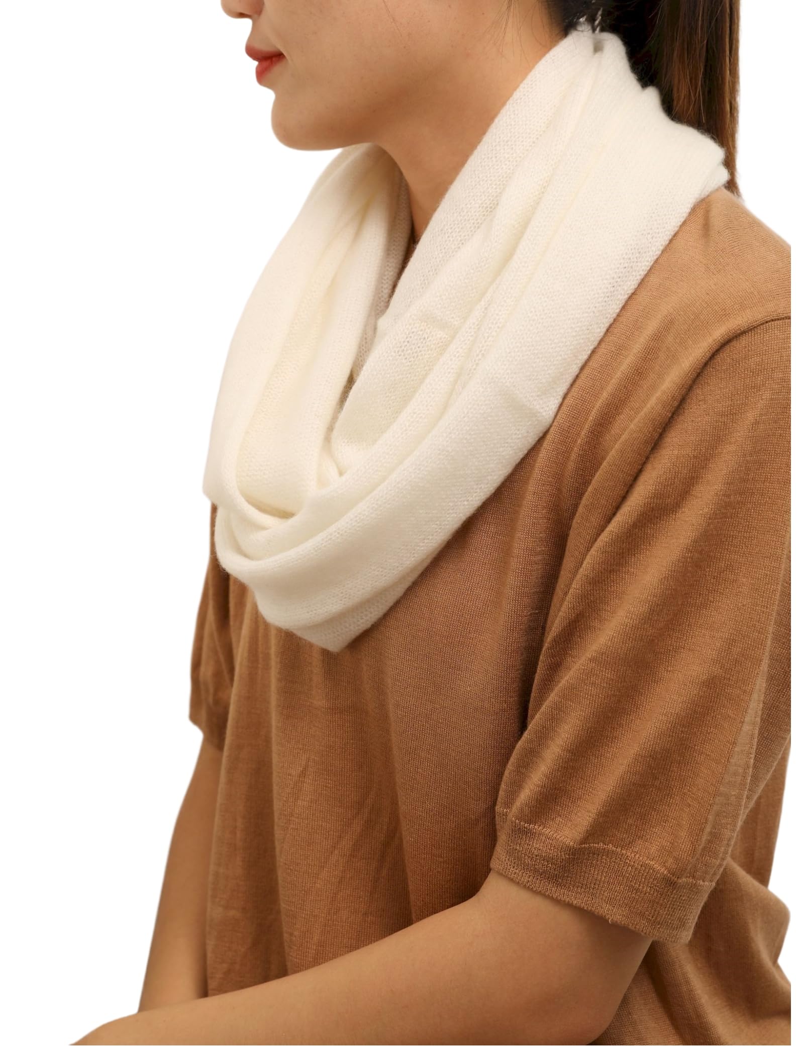 XL 100% Kaschmir-Wolle Unisex Loop Schal Cashmere Rundschal Strick-Schal Winter Rund-Halstuch Damen Herren Schlauch-Schal