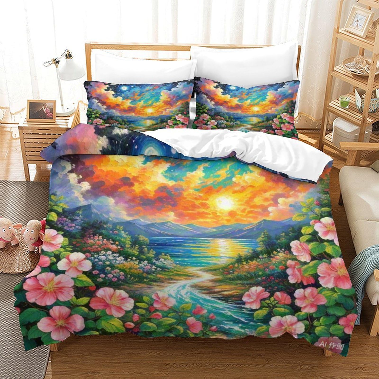Housse de couette Fuchsie anti-plis avec zip