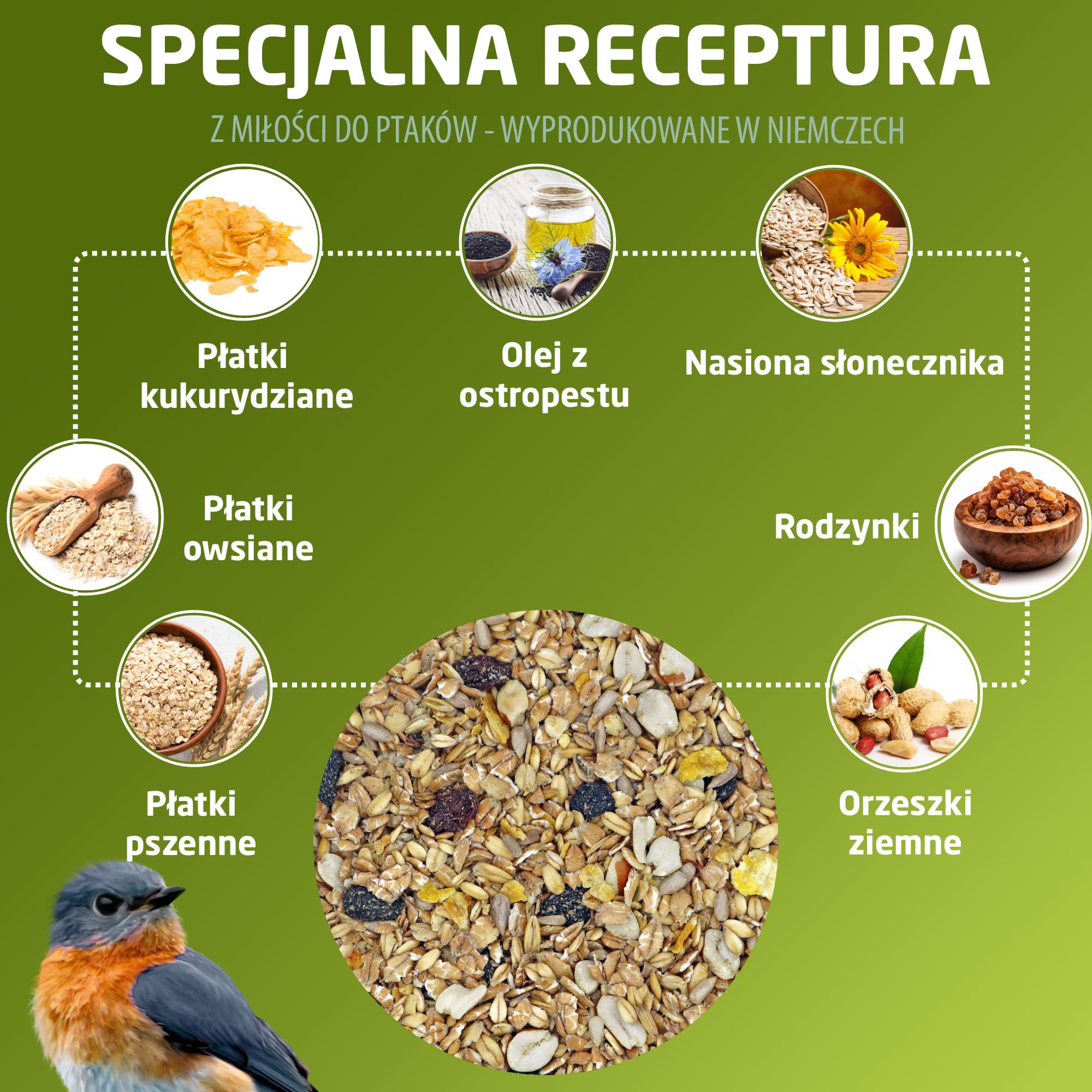 Eggersmann volaris Mieszanka tarasowa, 3 kg | Bezskalowa karma dla dzikich ptaków, całoroczna mieszanka ziaren bez muszli
