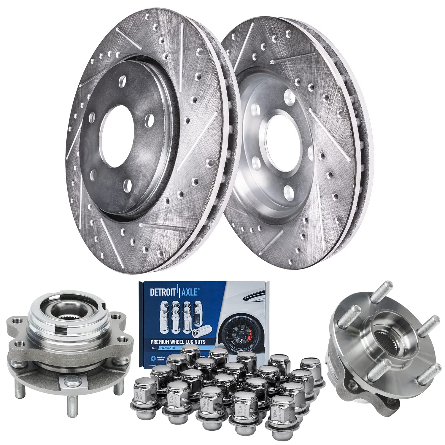 Detroit Axle - Front Brake Rotors Wheel Bearing Hubs Kit for 2007-2018