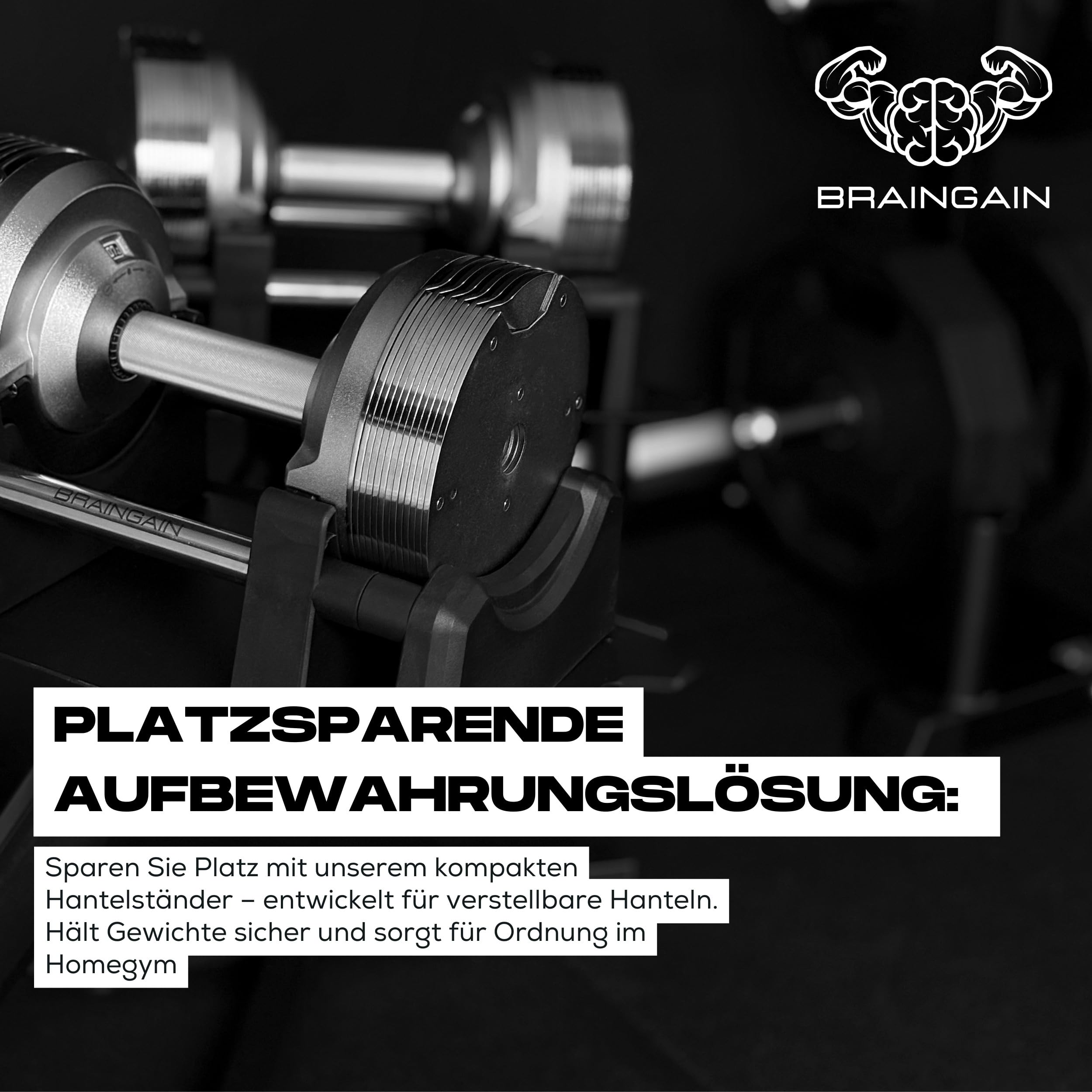 BRAINGAIN Rack Compatible 23.5kg 32.5kg 41.5kg Chrome Black Adjustable Dumbbells Stand Home Gym Equipment