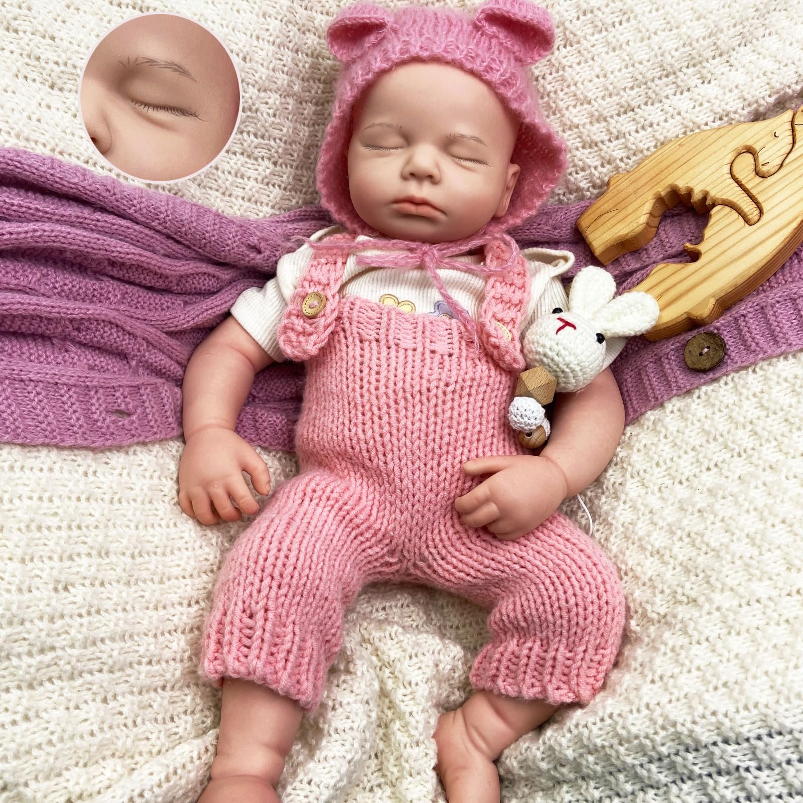 Muñeca Reborn 51 cm, Silicona Cuerpo Completo, Boca Abierta para Alimentar