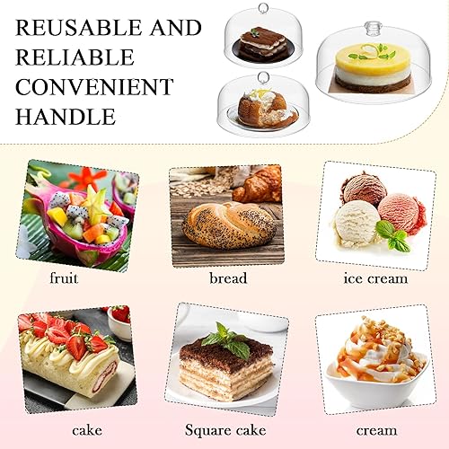 Miniatura 5 de Uiifan 3 piezas de cubierta transparente de cúpula para tartas de 7 pulgadas, 9 pulgadas, 11 pulgadas, cubierta de acrílico para soporte de tarta,