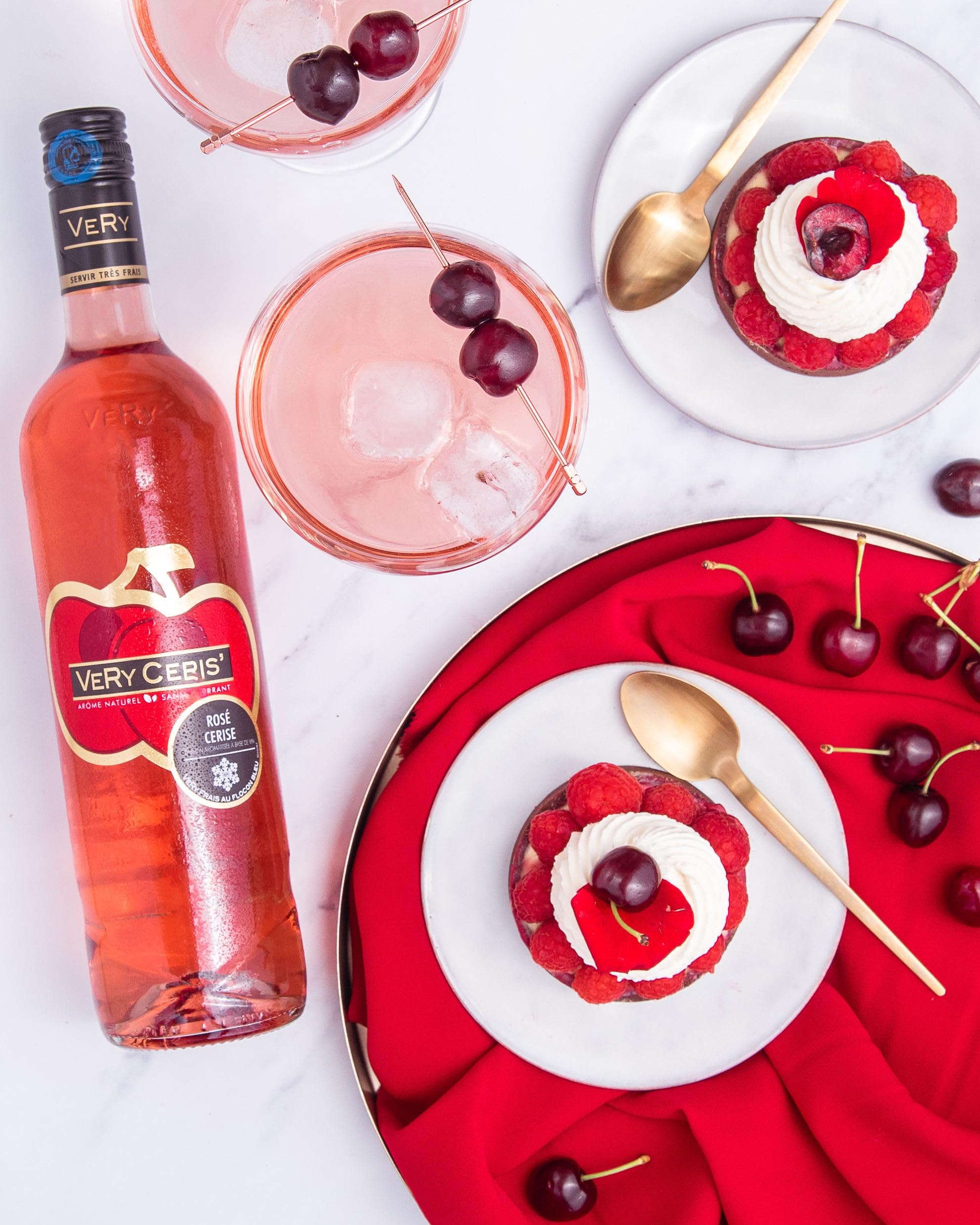 Very Ceris' - Vin Rosé Cerise - Boisson aromatisée à Base de vin - Lot de 6 bouteilles x 75 cl