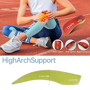 Arch Support Inserts Women Insoles - Orthotics Work Boot Shoe for Plantar Fasciitis, Flat Feet, Shock-Absorbing, Over-Pronation, Relief Heel Spur Pain, Heel Cushion Increase Men Women Insoles