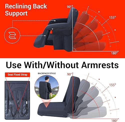 Miniatura 4 de Asiento de estadio, asiento de estadio con calefacción con función de masaje, asiento reclinable equipado con una batería de 12 V 16000 mAh incluida
