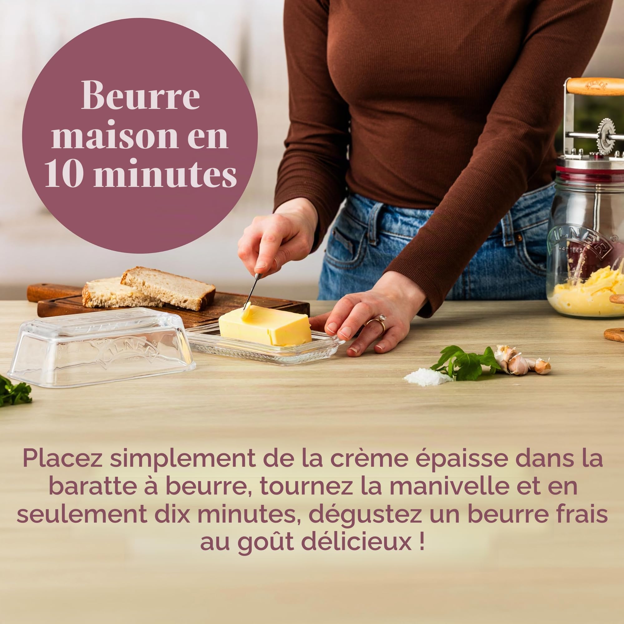 Kilner Baratte à beurre 1L en verre