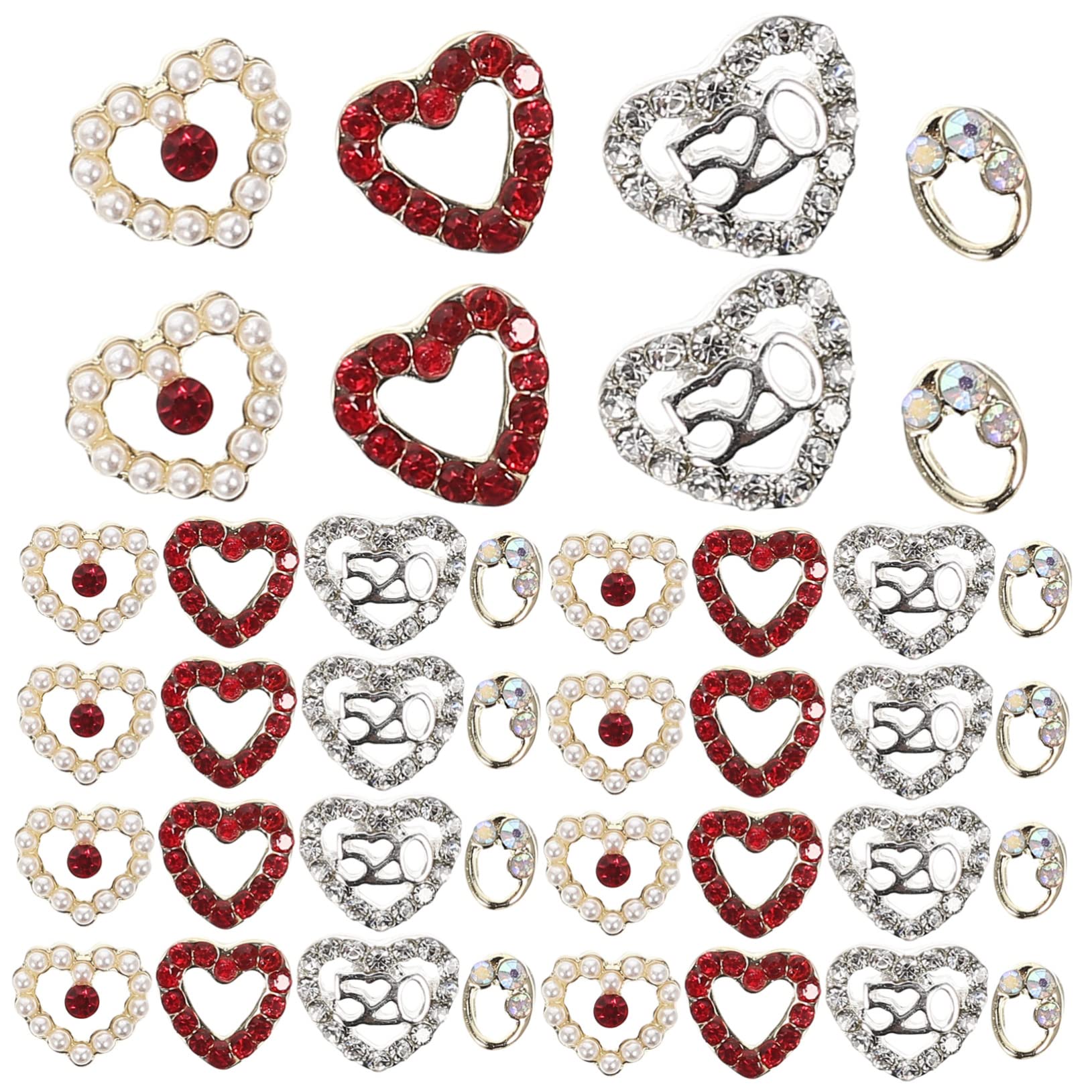 ABOOFAN 120pezzi Ciondoli Per Unghie Forma Di Cuore Decorazioni Per Nail Art Strass Per Feste e Regali Di