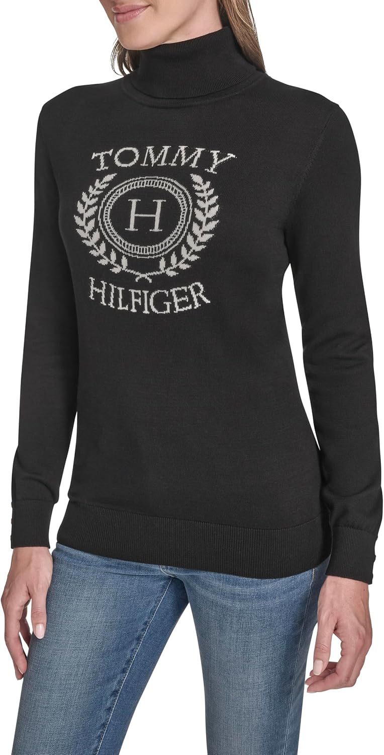 Tommy Hilfiger Womens Long Sleeve Cotton Turtleneck Light Weight Sweater - Image 3