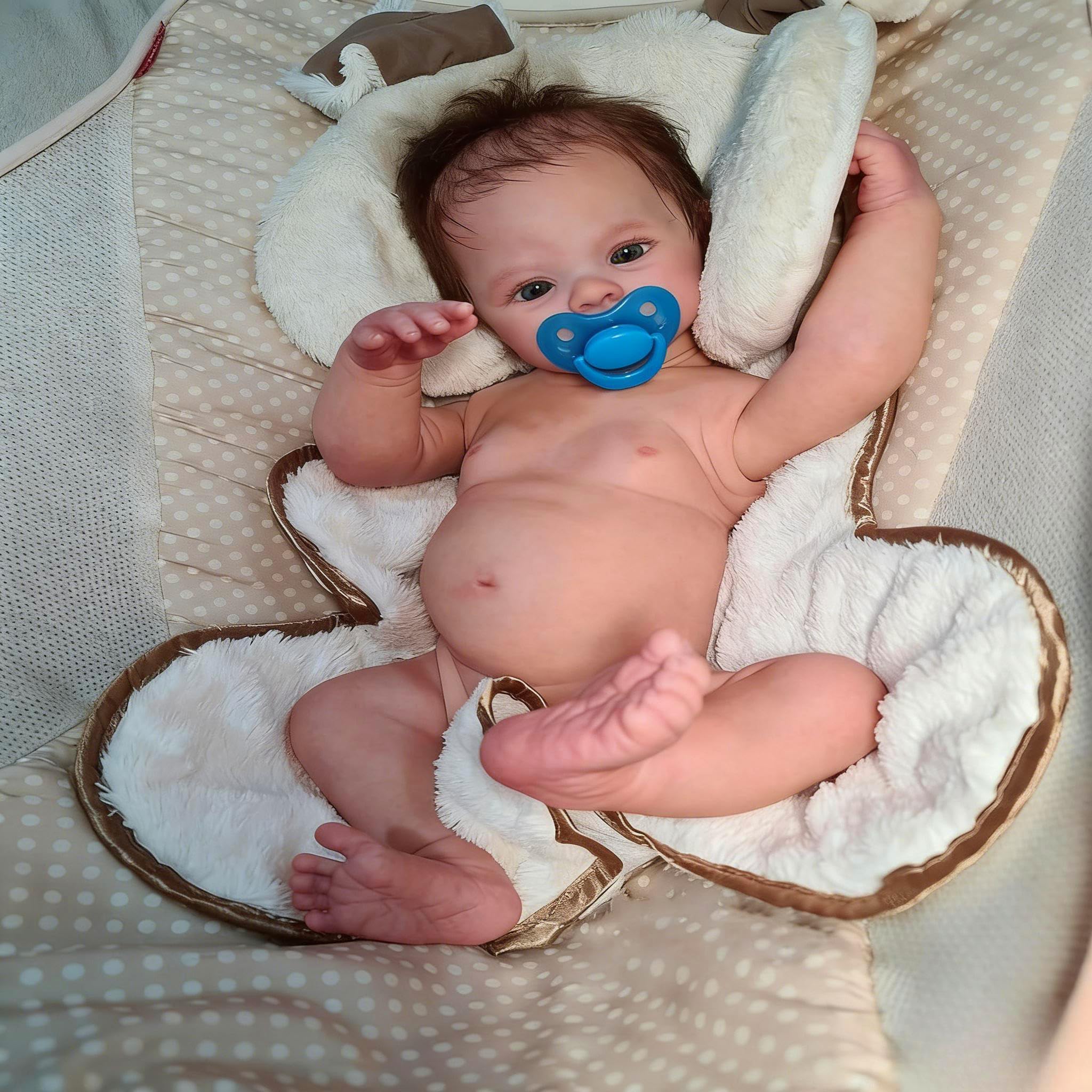 Anano Reborn Baby Dolls Silicone Full Body Boy, 18 Inch Realistic Newborn Baby Dolls That Look Real Life Like Reborn Waterproof Anatomically Correct Baby Boy Washable Doll, White