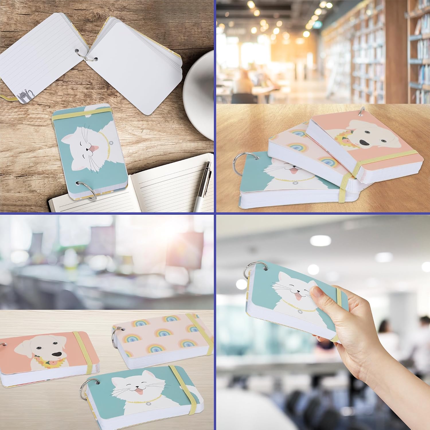 Index Cards 3x5 Inch Ruled Index Card with Ring, Note Taking Ruled Paper for Journaling, Recipe, Flash Cards | Ring Index Card, Elastic Band, Hard Cover, Elegant Designs, 75 Cards - 3 Pack (Style C) image 4