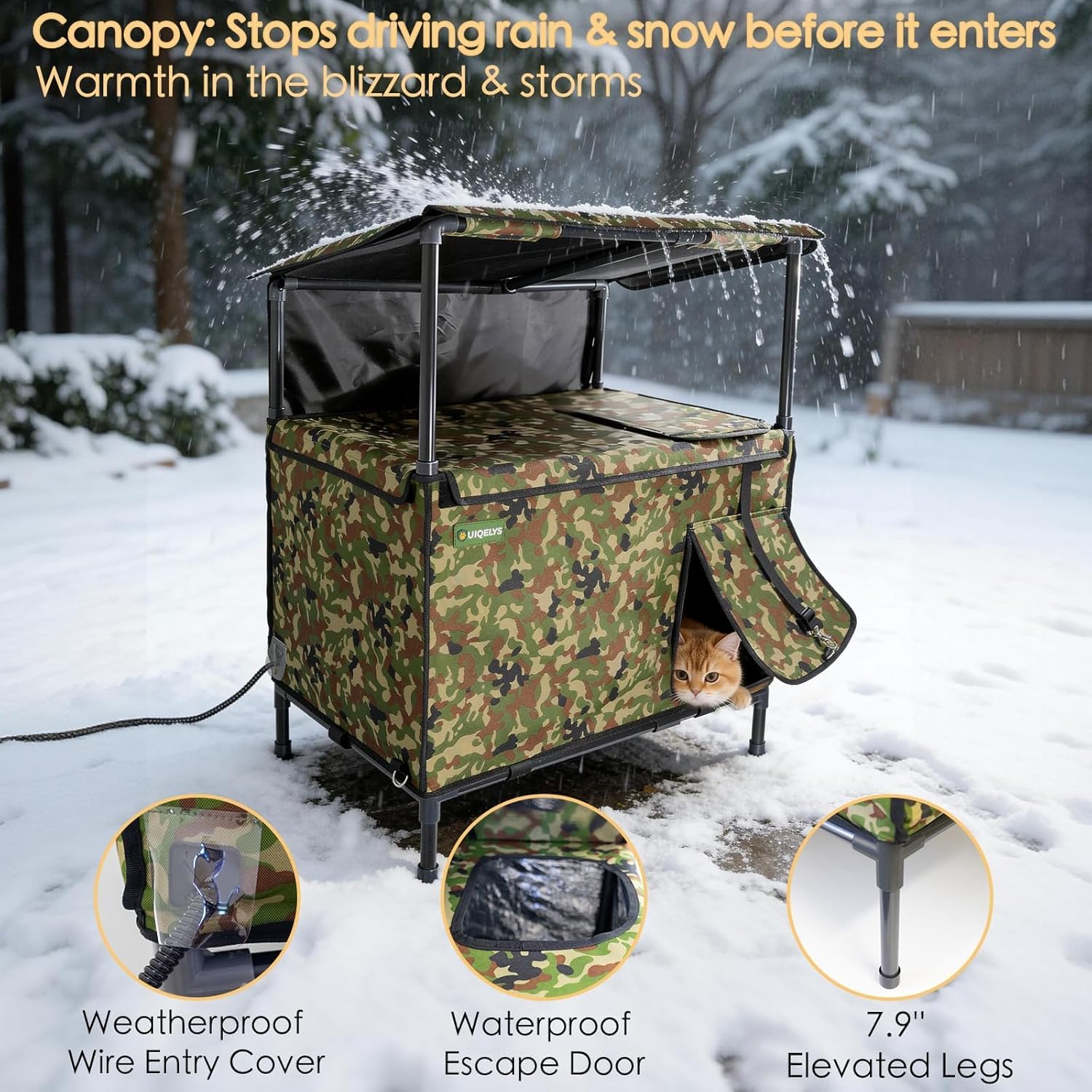 4-Season Cat House - Waterproof Outdoor Pet Shelter & Indoor Cat Cave - Removable Heating Pad for Winter, Cooling Mat Compatible for Summer - Secure Sanctuary for Feral & Home Cats
