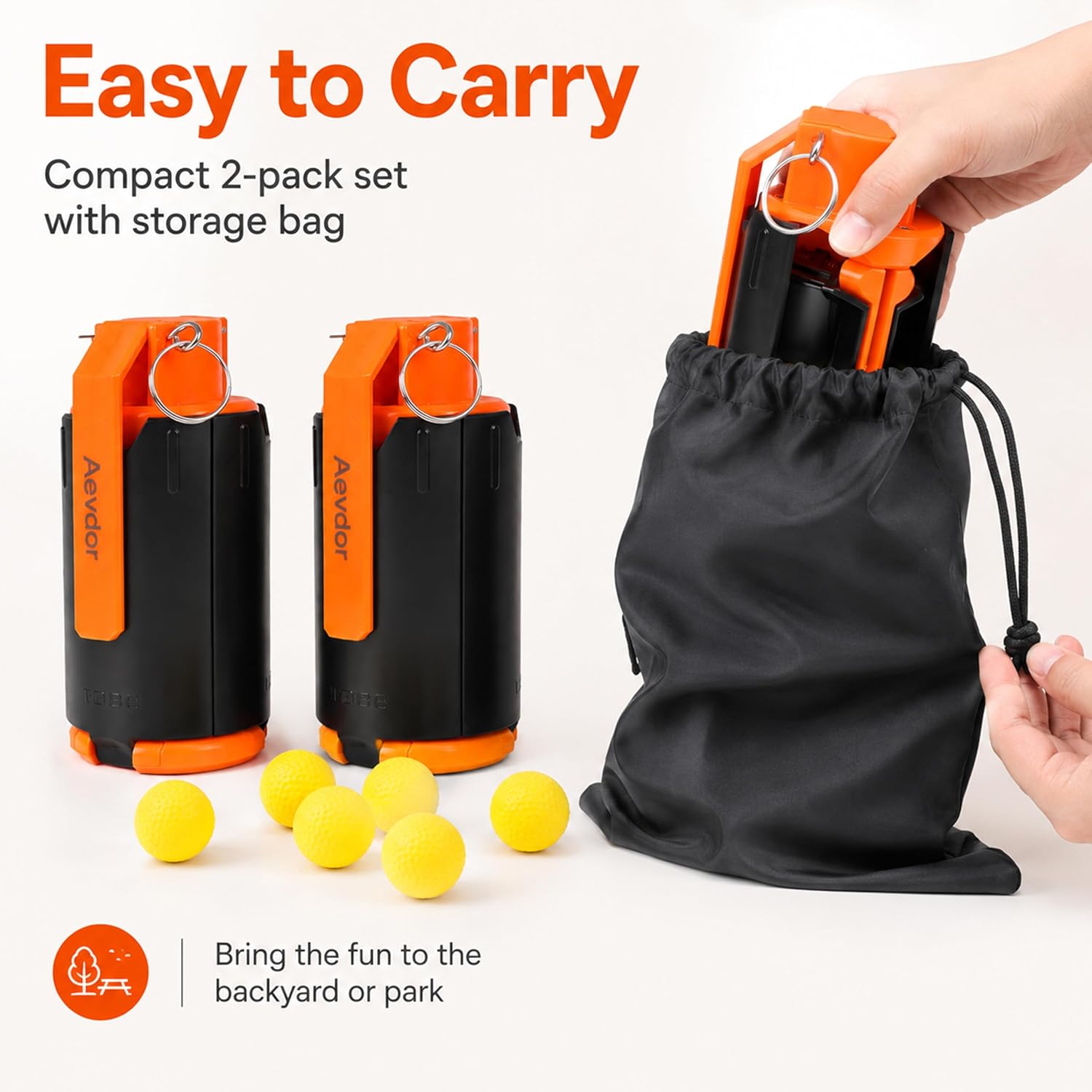 Aevdor 2 Pack Refillable Toy Grenade Set with 30 Foam Balls image 3