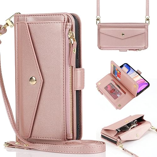 DEYHU Funda tipo cartera para iPhone 11 Pro Max con tarjetero con cremallera para mujer, iPhone 11 Pro Max, fundas para teléfono, ranuras cruzadas,