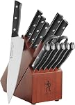 HENCKELS Everedge Dynamic 14 Piece Serrated Stainless Steel Knife Block Set - Professional Cutlery Set, Knives for Chopping, Slicing, Dicing & Cutting, Dishwasher Safe, Rubberwood in Brown