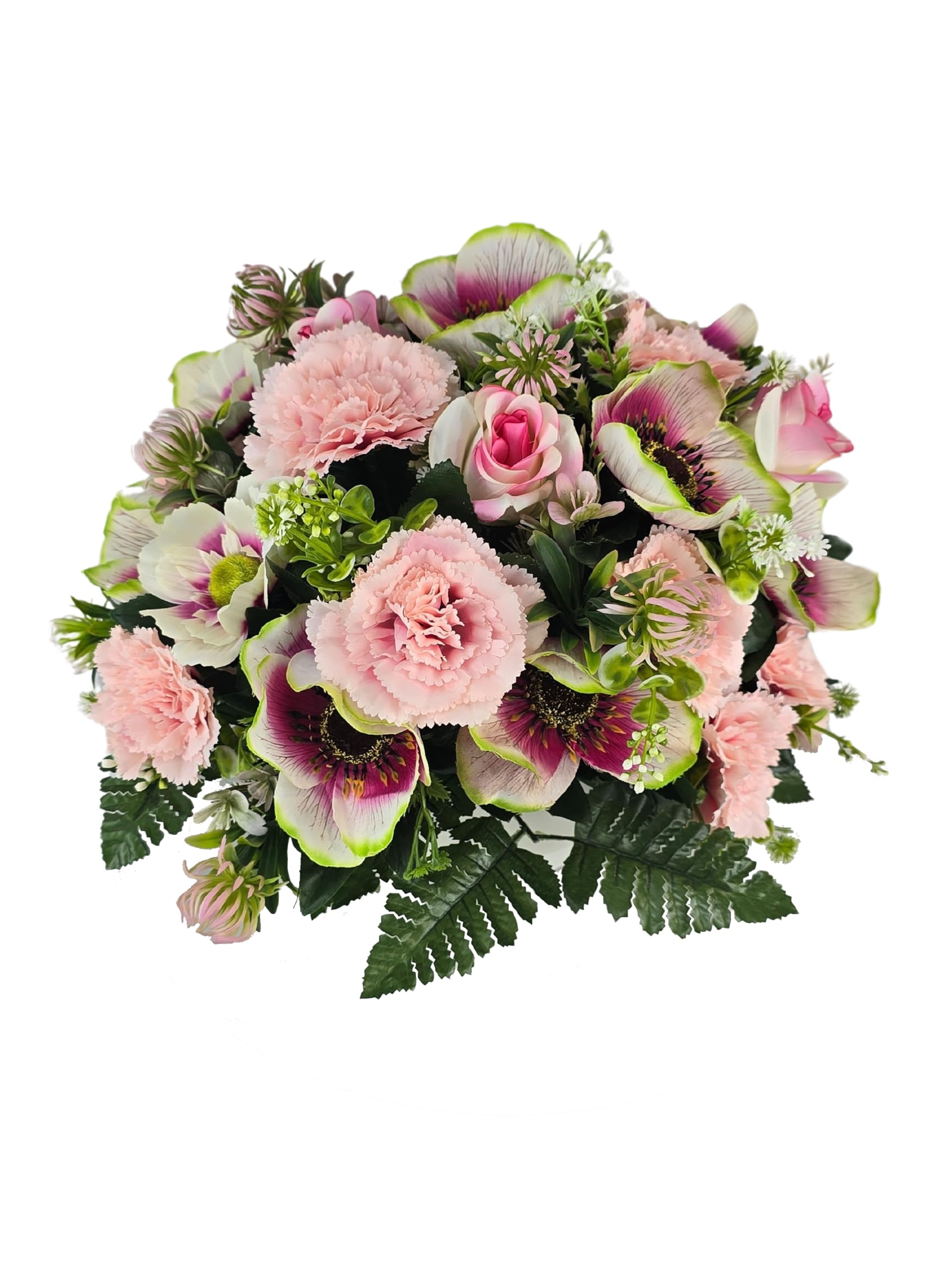 DRW Centro rotondo di fiori Cimitero, Chiesa Matrimoni sepolture garofani e papaveri Rose artificiali 40x40x35