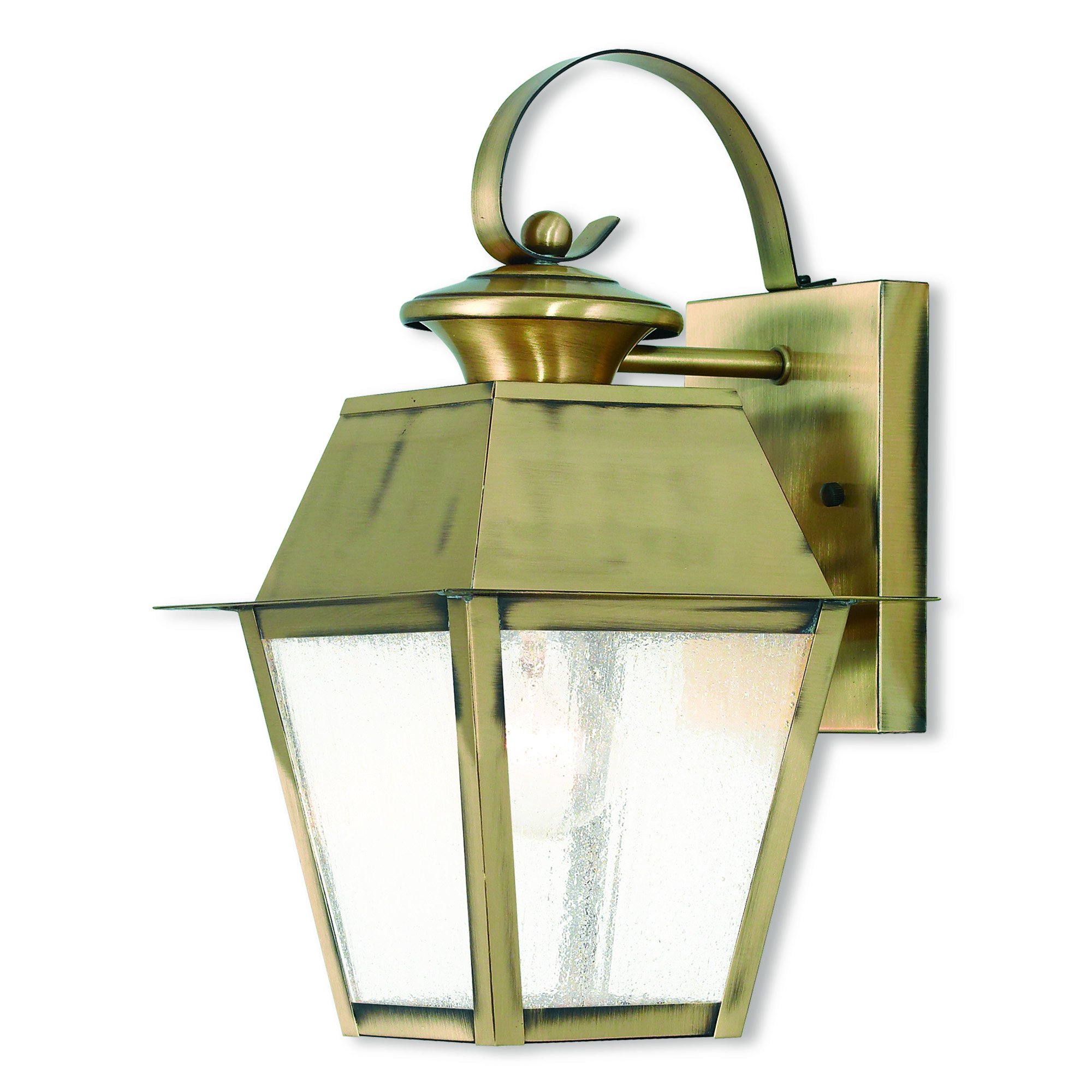 livex lighting 2162-01 transitional one light outdoor wall lantern from mansfield collection finish, antique brass