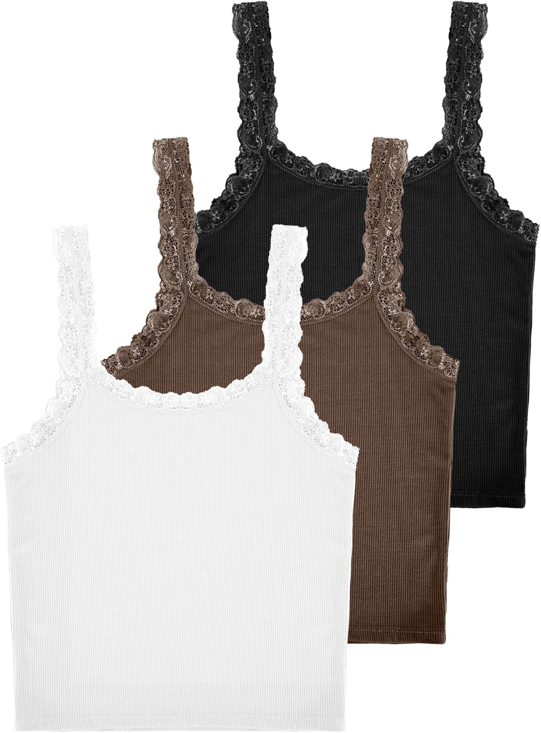 Sintege Women's Lace Patchwork Tank Top Lace Camisole Tank Sleeveless Cami Crop Y2k Tops - Image 6