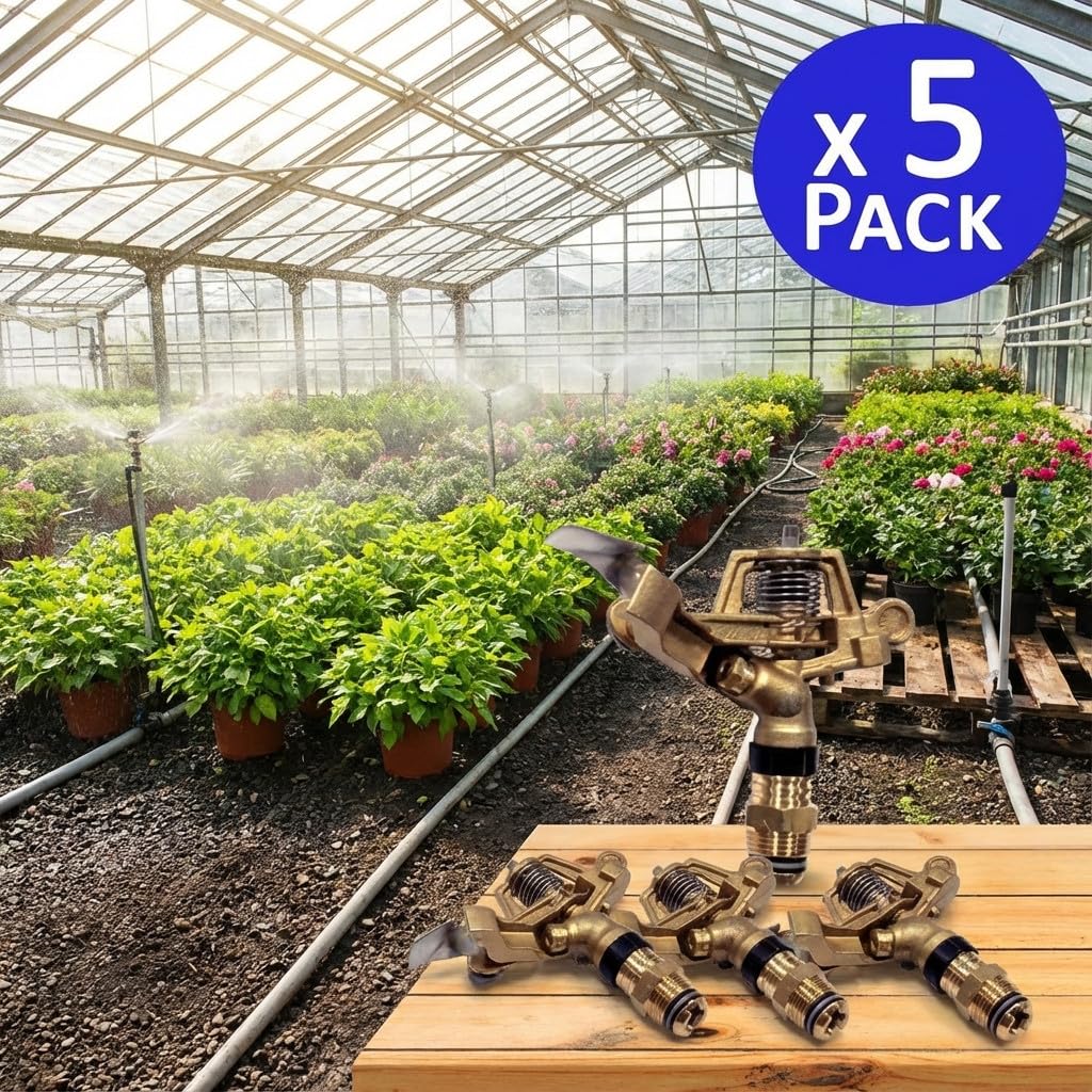 Suinga Aspersor de Riego Agricola Circular 1/2'' 24º | Pack 5 Aspersores con Alcance 9 a 14 m | Aspersor de Jardin 360º