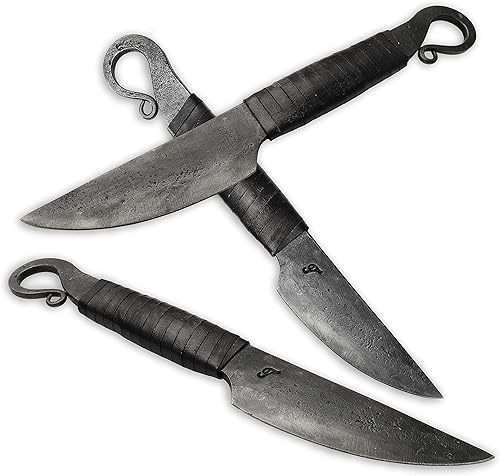 Miniatura 5 de TOFERNER Cuchillo forjado a mano - Volute - negro - Deportes - Hoja endurecida - Estuche de cuero genuino hecho a mano-Vintage- Colección de arte -