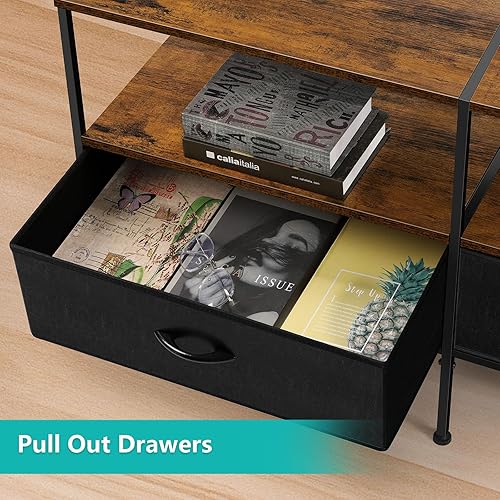 Miniatura 4 de Centro de entretenimiento con cajones de almacenamiento, soporte de TV marrón rústico para TV de 40 pulgadas, tocador con tomas de corriente para