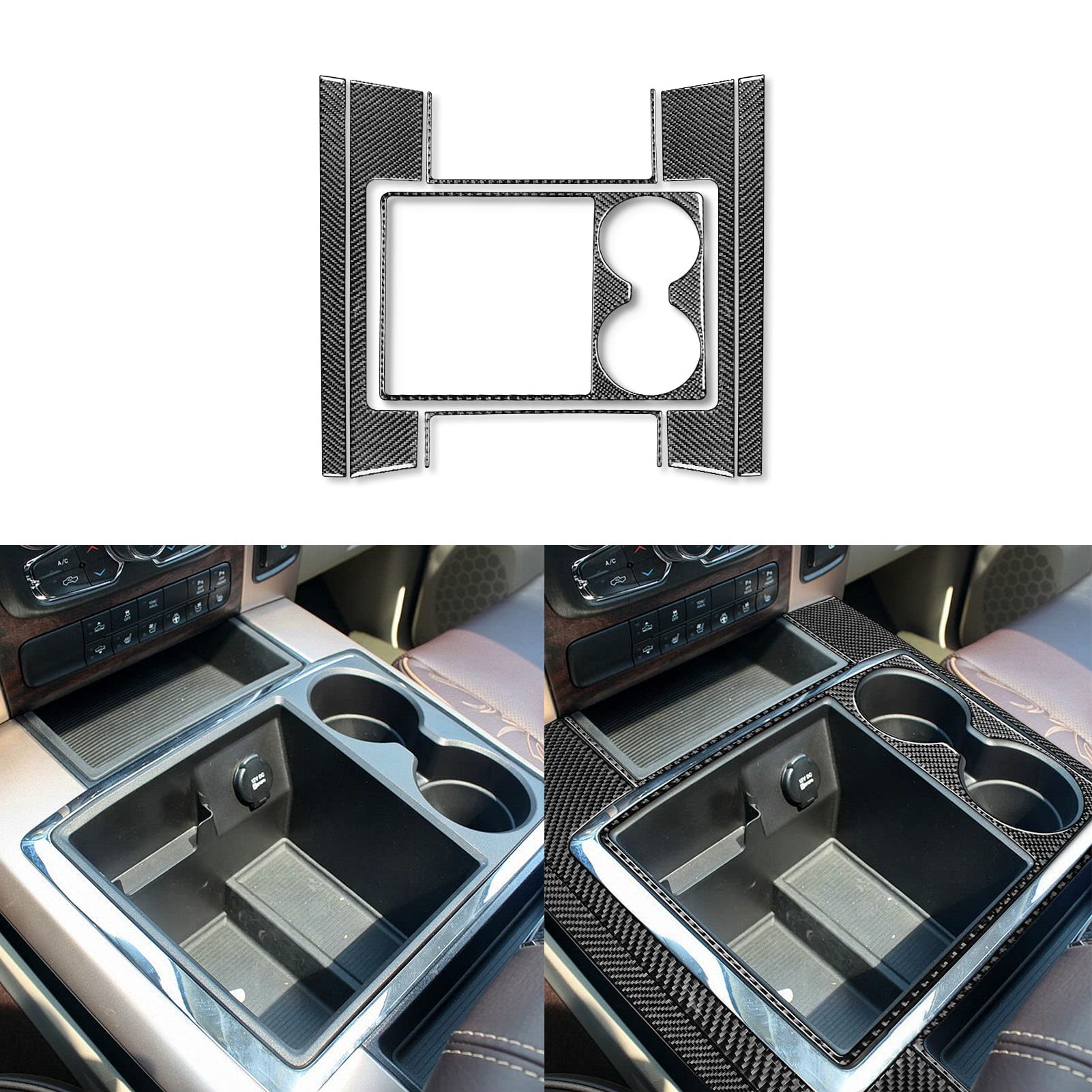 F150 Center Console Cup Holder Carbon Fiber Gear Shift Panel & Cup Holder Cover For Ford F150 2015-2020 2015 F 150 Interior - Foto 7