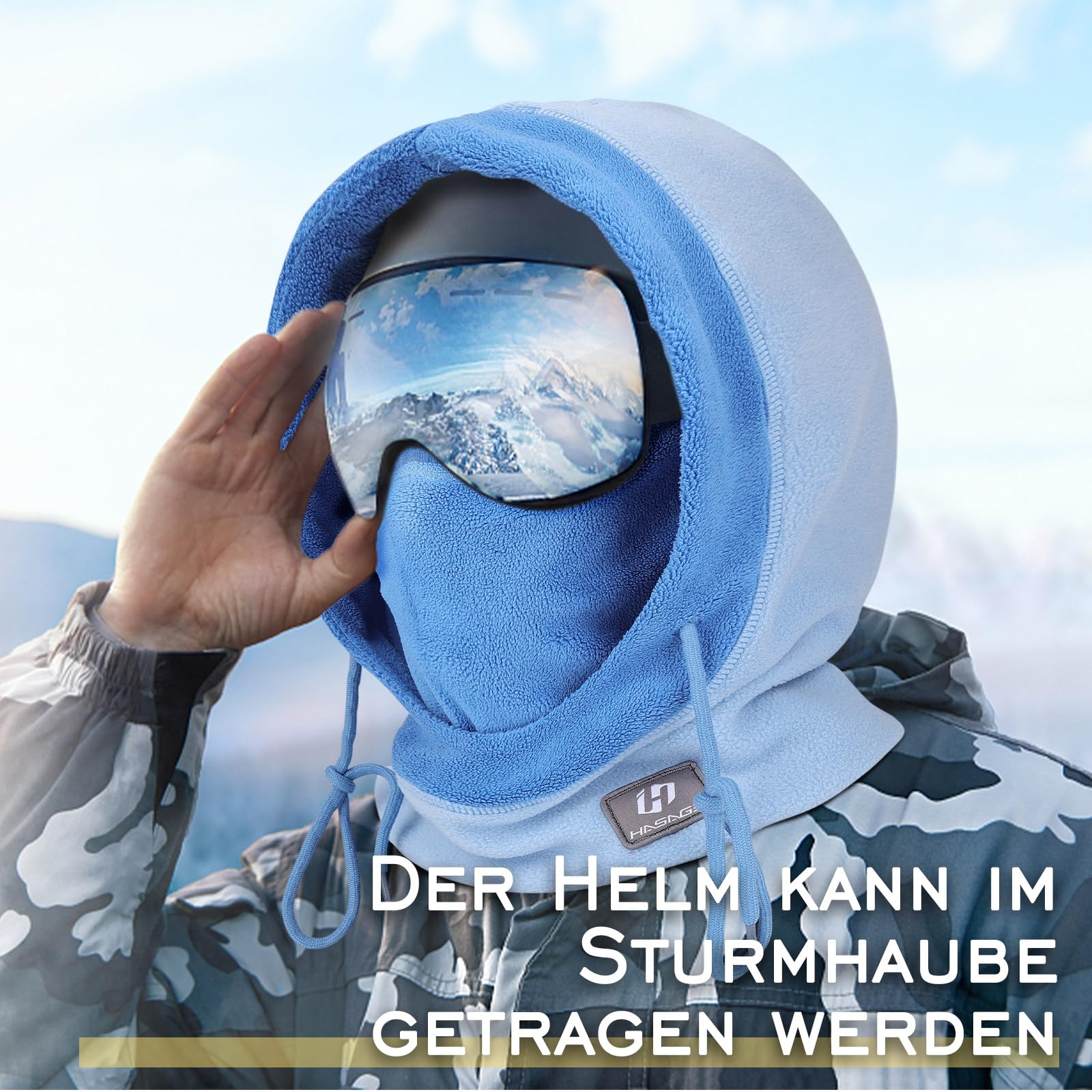 GXCROR Warme Fleece Sturmhaube Winddichte Skimaske Gesichtshaube Balaclava Motorrad Sturmhaube Winter Unisex
