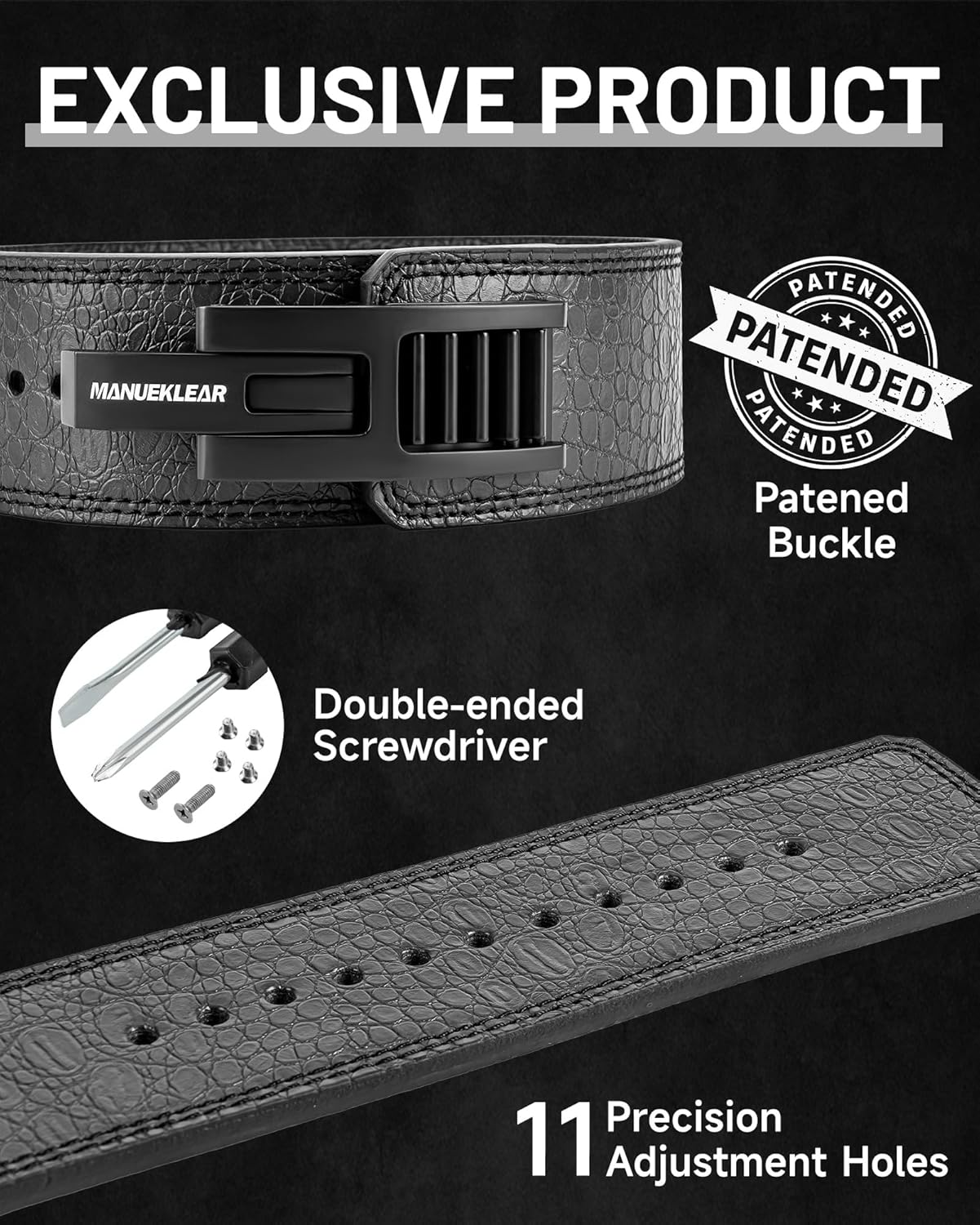 MANUEKLEAR Lifting Belt Lever for Men Women, 10mm Quick Locking Lever Belt Weightlifting with Adjustable Buckle, Lever Weight Lifting Belt for Powerlifting & Deadlifts - Image 3