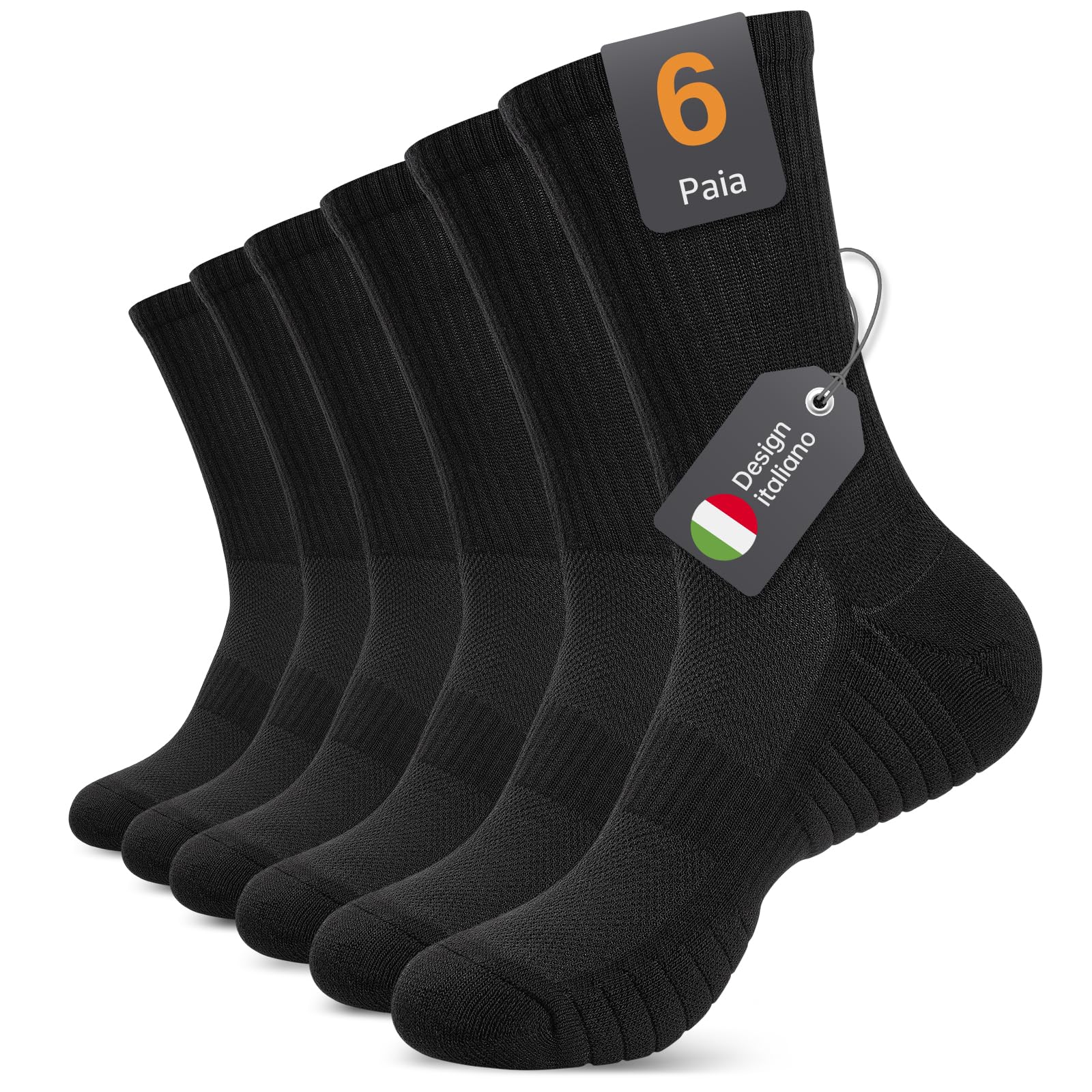 Alaplus Calzini Lunghi Uomo Donna 6 Paia, Calze lavoro in Cotone Traspiranti Antiscivolo, Calzini Sportive Uomo Estive Ideali per Running Trekking
