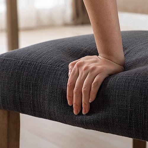 Miniatura 6 de Wahson Farmhouse - Juego de 2 sillas de cocina y comedor, tapizadas de lino retro con patas de madera dura, color beige