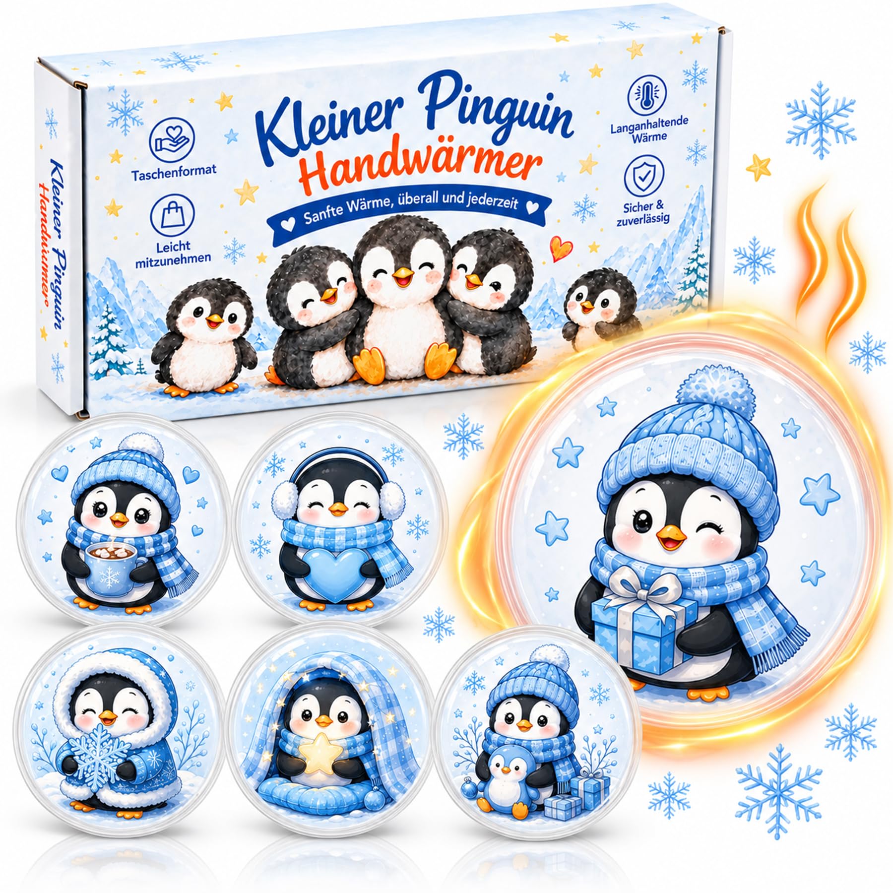 6 Stück Handwärmer Kinder,Handwärmer zum Knicken,Taschenwärmer