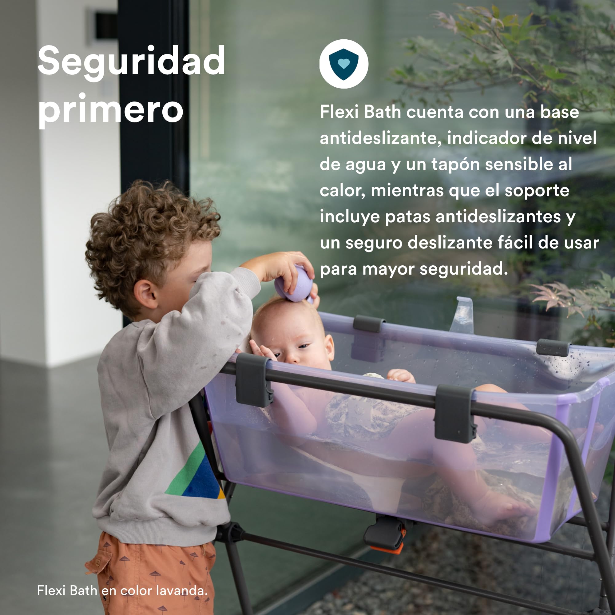 Bañera Flexi Bath de Stokke (Sandy Beige) + Soporte para recién nacido + Soporte para Bañera Flexi Bath - Ideal para niños hasta los 48 meses - Plegable, Duradera y Fácil de guardar