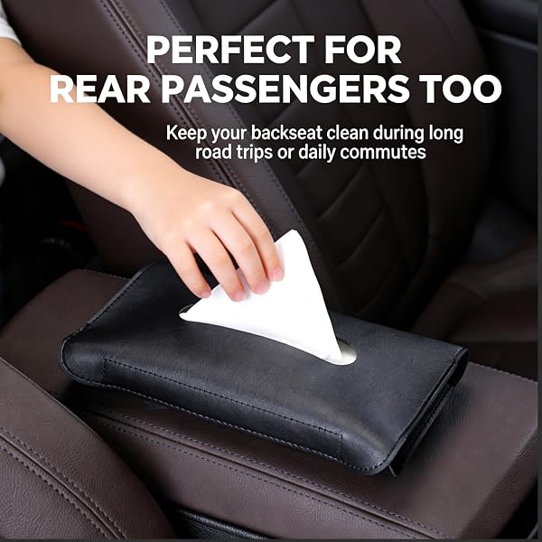 サンバイザー用車用ティッシュホルダー、調節可能なストラップ付き多機能フェイクレザーナプキンボックス、フロントシート後部座席カップホルダー用ユニバーサルフィットティッシュディスペンサー、自動車インテリアアクセサリー - 4