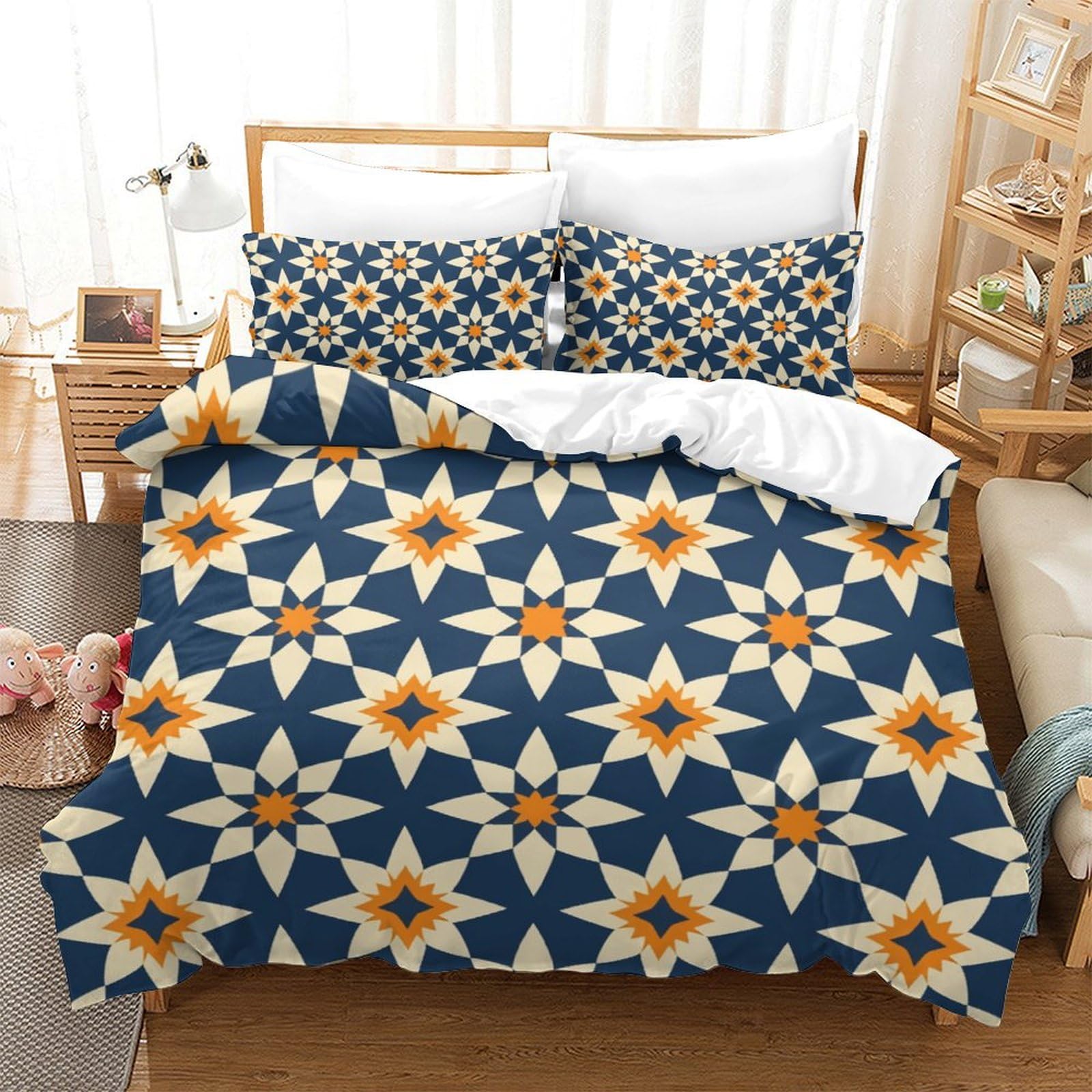 NQHXLRUDC Mandala 3D Print Duvet Cover Microfiber Quilt Cover with Zipper Closure for Kids Teens Adults Bedding 3-Piece Set King（220x240cm）