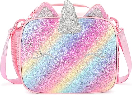 mibasies Lonchera con aislamiento para niñas y niños, bolsa de almuerzo con diseño de unicornio arcoíris para la escuela (sirena)