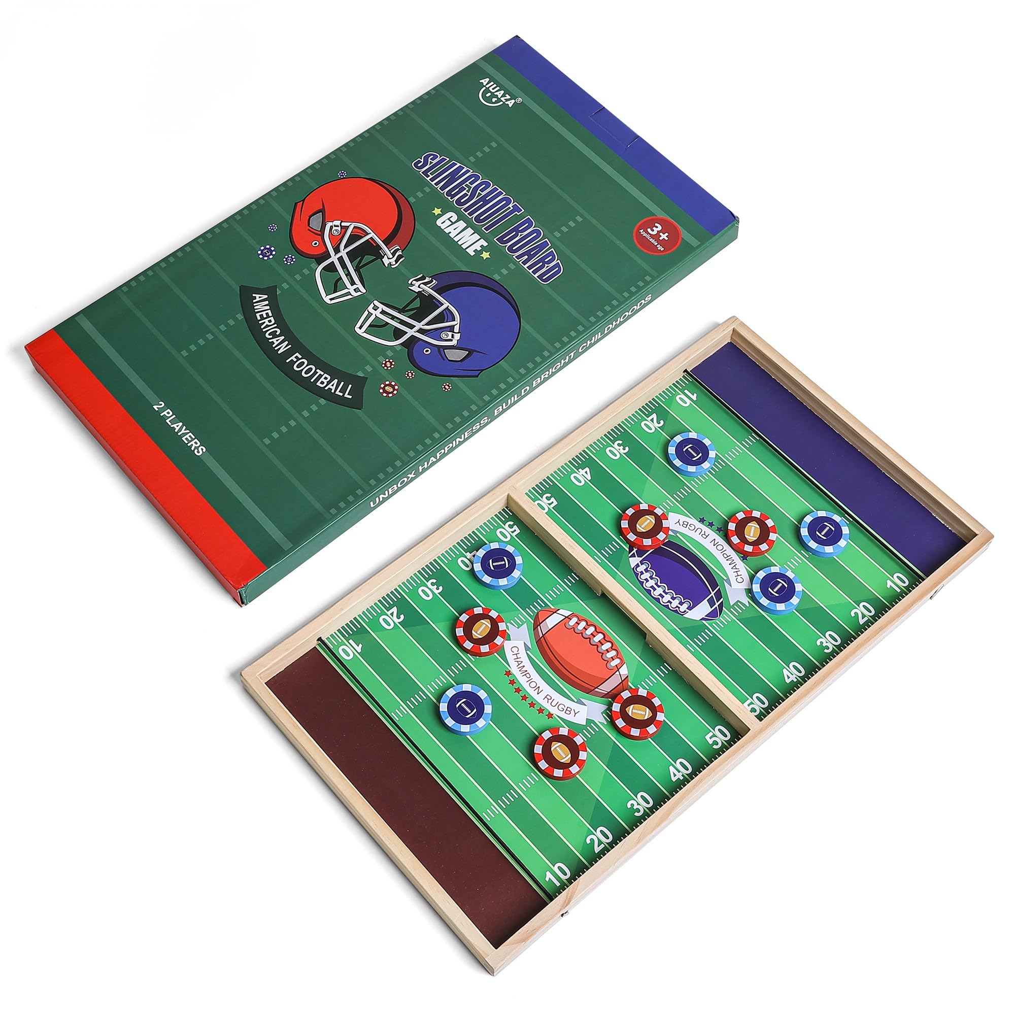 AIUAZA Fútbol Rápido Clásico Anillo Juego de Tiro Juego Familiar Noche con Amigos Fiesta Juego de Mesa de Hockey de Aire de Madera para Adultos, 2 Jugadores (Large Size)