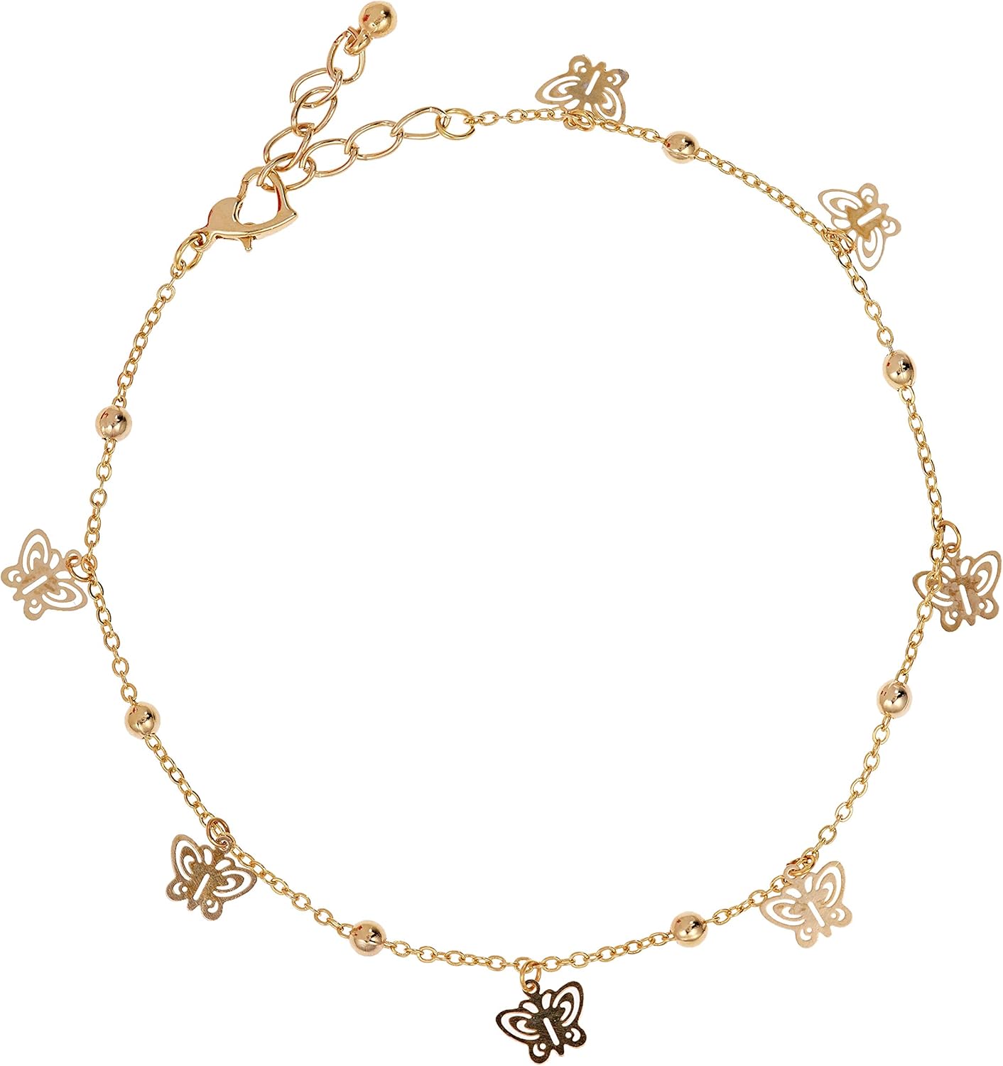 Alwan Gold Plated Anklet with Butterflies for Women – EE3807_G