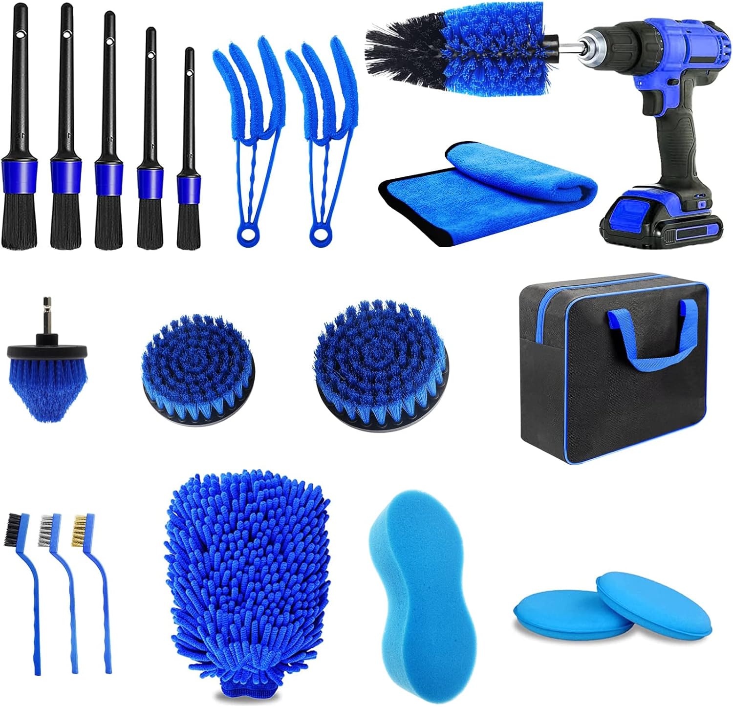 CLEAFOU 20pcs Car Detailing Brush Kit Car Cleaning Tool Set