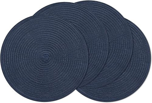 Vista 29 de SHACOS - Juego de 6 manteles individuales circulares y trenzados para mesa de comedor, de algodón y poliéster, lavables, tamaño 15 pulgadas