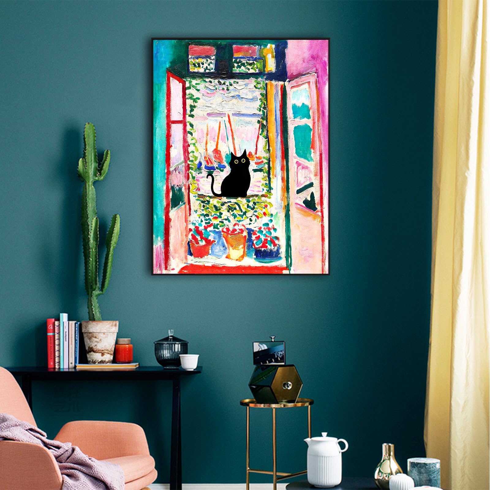 Amazon.co.jp: ZZPT マティス ウォールアート 金魚と黒猫ポスター