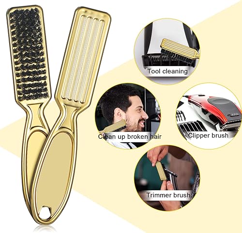 Miniatura 3 de 2 piezas de cepillo de limpieza de cuchillas de peluquero, cepillo de cortaúñas para limpiar cortaúñas (dorado)