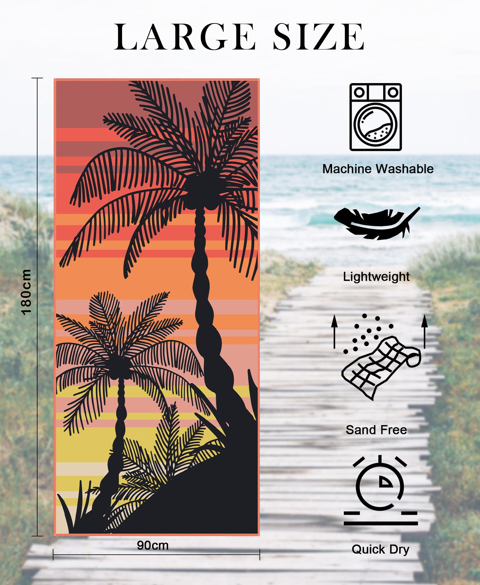 Style Slice Beach Towel, Sand Free Quick Dry Lightweight Microfibre Beach Towel for Adults Includes Mesh Bag - Image 4